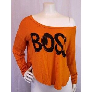 JC Fits Inc Womens Large BOSS Orange Long Sleeve T-Shirt Boss Lady Tee LS